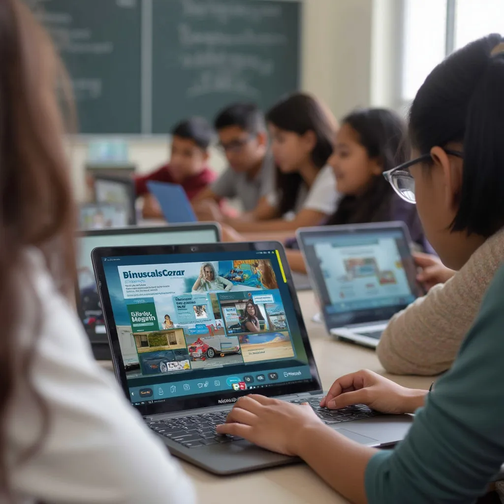 Estudiantes utilizando la plataforma online
